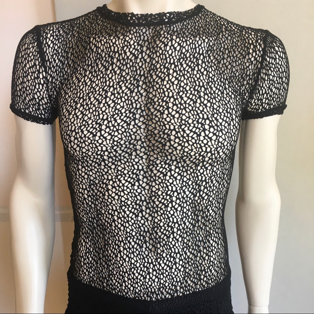 Geo-mesh stretch black T-Shirt size M